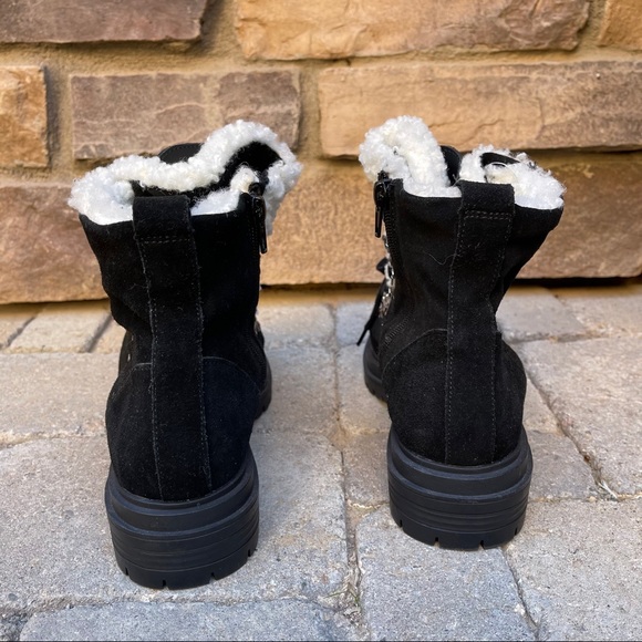 NWOB Steve Madden Resa Faux Shearling Black Suede - Picture 5 of 6